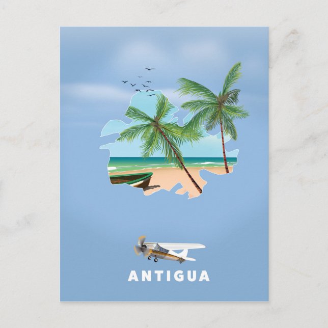 Postale Carte illustrée d'Antigua affiche de voyage (Devant)