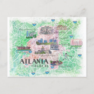 Postale Carte illustrée d'Atlanta Géorgie États-Unis 