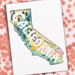 Postale Carte illustrée de Californie<br><div class="desc">Découvrez ce dessin de carte d'état coloré. Visitez mon magasin pour plus d'états et plus d'articles correspondants!</div>