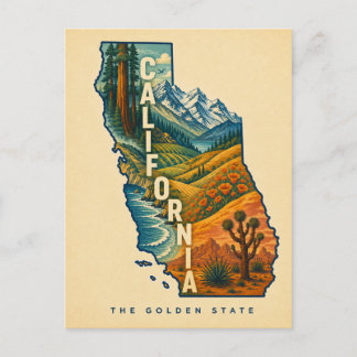 Postale Carte illustrée de Californie, l'État doré