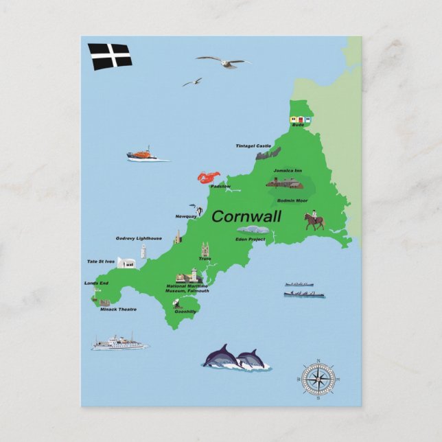 Postale Carte illustrée de Cornwall (Devant)