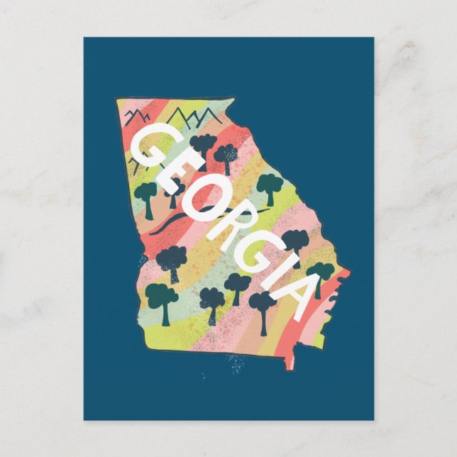 Postale Carte illustrée de Géorgie (Devant)