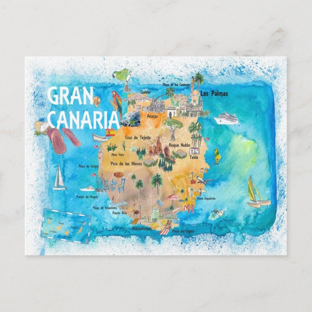 Postale Carte illustrée de Grande Canarie Canaries Espagne (Devant)