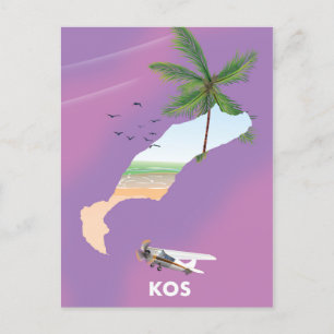 Postale Carte illustrée de Kos Grèce.