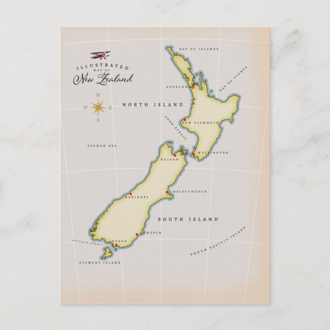 Postale Carte illustrée de la Nouvelle-Zélande (Devant)