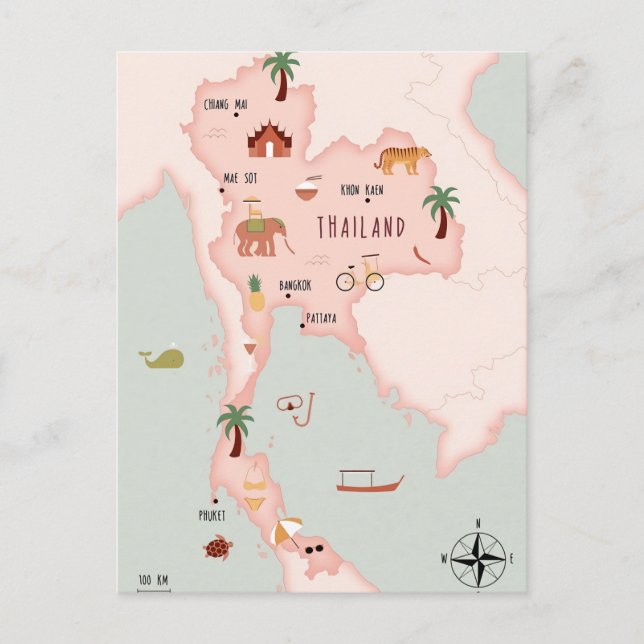 Postale Carte illustrée de la Thaïlande (Devant)