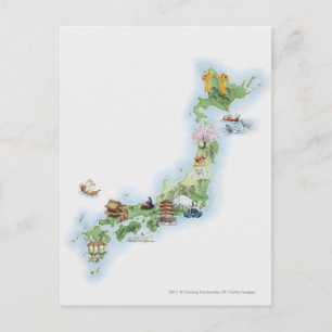 Postale Carte illustrée de l'ancien Japon