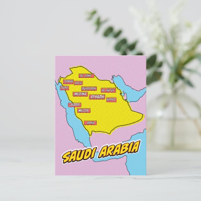 Postale Carte illustrée de l'Arabie saoudite dans le style (Debout devant)