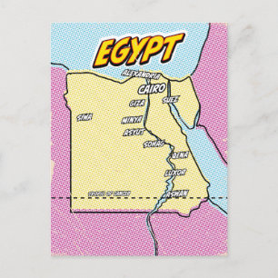 Postale Carte illustrée de l'Égypte dans le style Pop Art