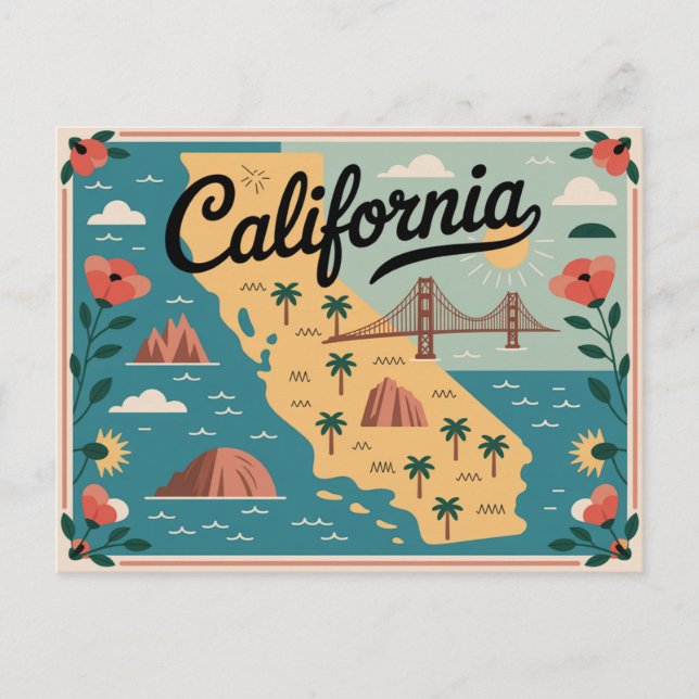 Postale Carte illustrée de l'état de Californie (Devant)