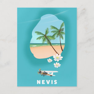 Postale Carte illustrée de l'île caraïbe de Nevis.