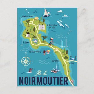 Postale Carte illustrée de l'île de Noirmoutier