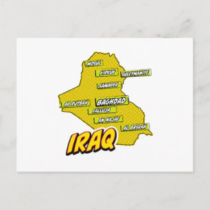 Postale Carte illustrée de l'Irak dans le style Pop Art