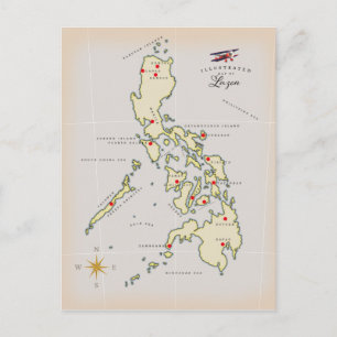 Postale Carte illustrée de Luzon carte des Philippines