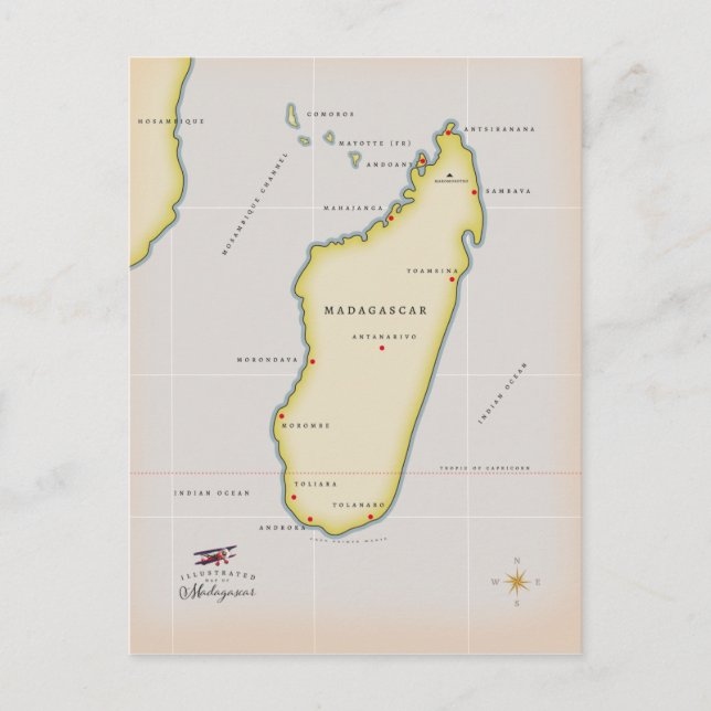 Postale Carte illustrée de Madagascar (Devant)
