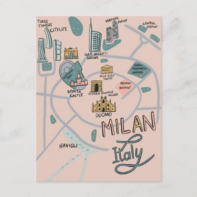 Postale Carte illustrée de Milan City - Italie (Devant)