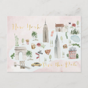 Postale Carte illustrée de New York Enregistrer la date