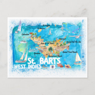 Postale Carte illustrée des Antilles de Saint-Barth