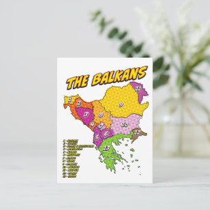 Postale Carte illustrée des Balkans dans le style Pop Art