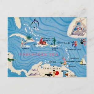 Postale Carte illustrée des îles des Caraïbes 