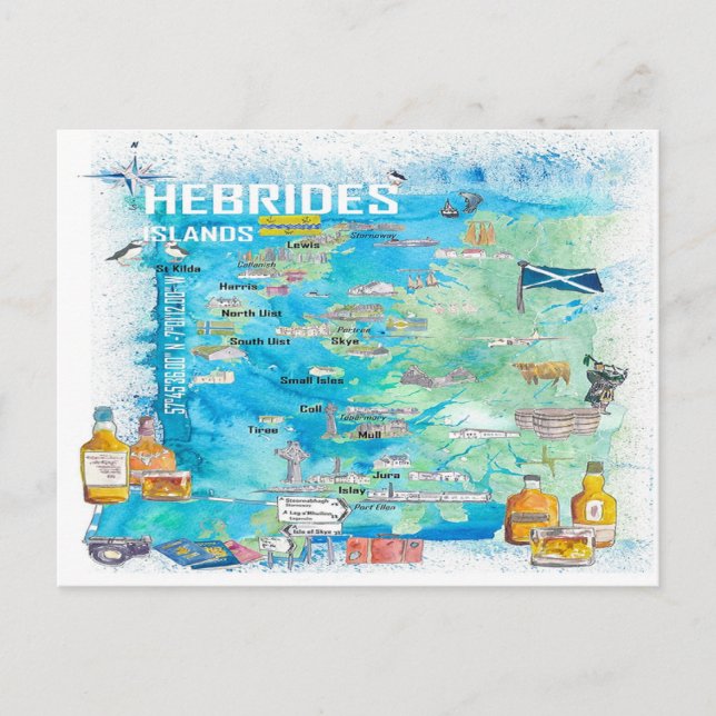 Postale Carte illustrée des îles Hébrides (Devant)