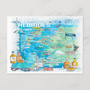 Postale Carte illustrée des îles Hébrides pour les voyageu