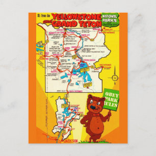 Postale Carte illustrée des parcs de Yellowstone & Teton