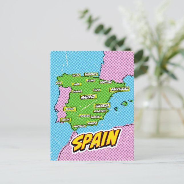Postale Carte illustrée d'Espagne dans le style Pop Art (Debout devant)