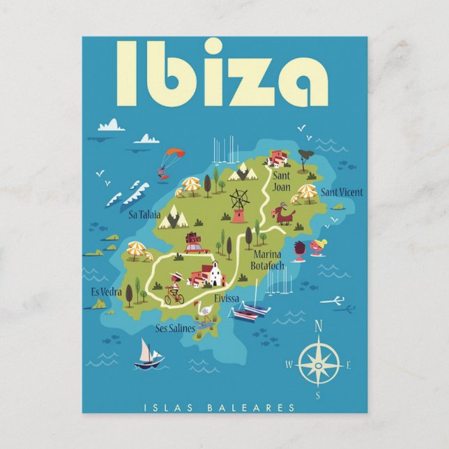 Postale Carte illustrée d'Ibiza (Devant)