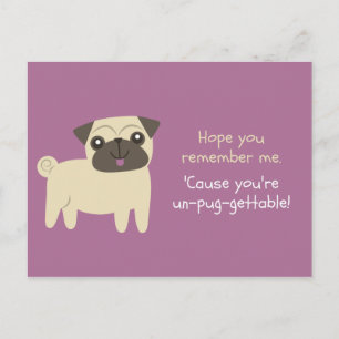 Postale Carte illustrée drôle - Pug Violet Illustré