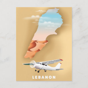 Postale Carte illustrée du Liban affiche de voyage