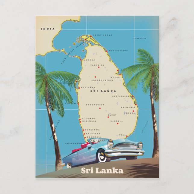 Postale Carte illustrée du Sri Lanka (Devant)
