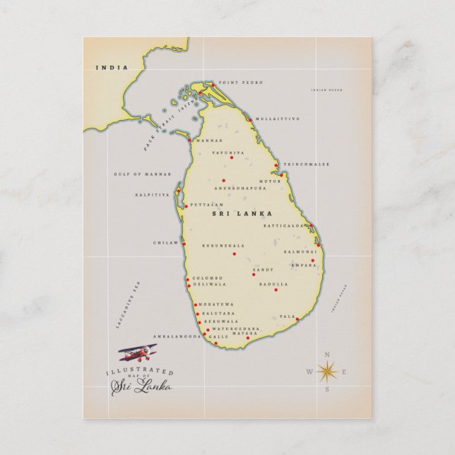 Postale Carte illustrée du Sri Lanka (Devant)
