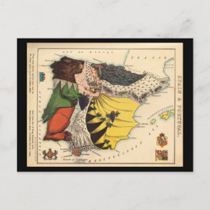 Postale Carte illustrée historique de l'Espagne et du Port