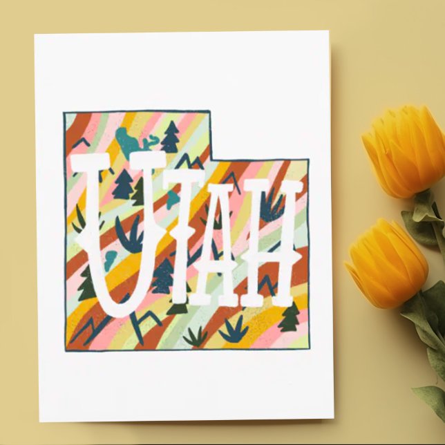 Postale Carte illustrée Utah (Utah illustrated map custom postcard)