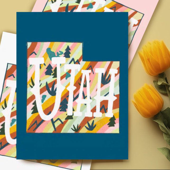 Postale Carte illustrée Utah (Utah illustrated map custom postcard)