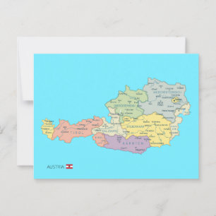 Postale Carte isolée des régions d'Autriche
