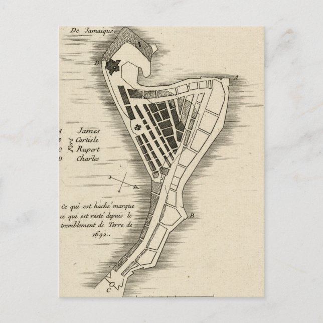 POSTALE CARTE : JAMAICA, 1755 (Devant)