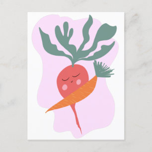 Postale Carte jolie radis et carotte