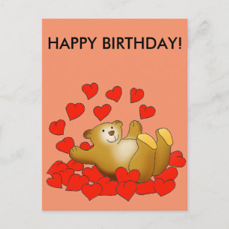 Postale Carte Joyeux Anniversaire avec des cœurs d'amour e