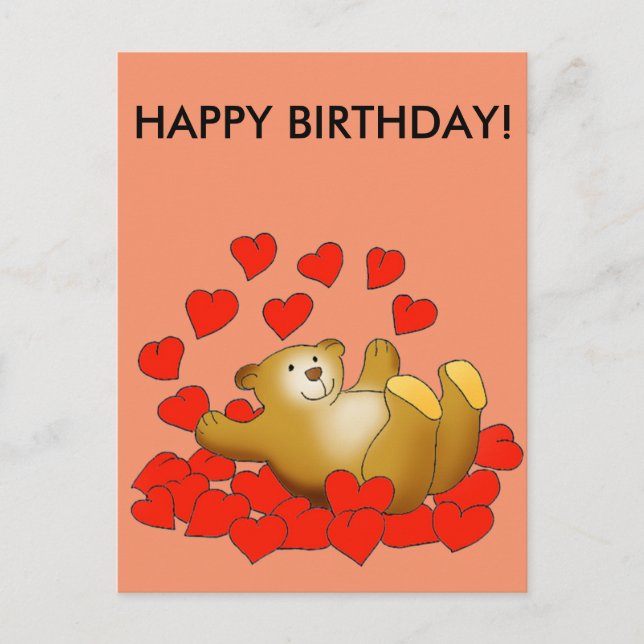 Postale Carte Joyeux Anniversaire avec des cœurs d'amour e (Devant)