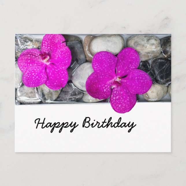 Postale Carte joyeux anniversaire avec orchidée violette s (Devant)