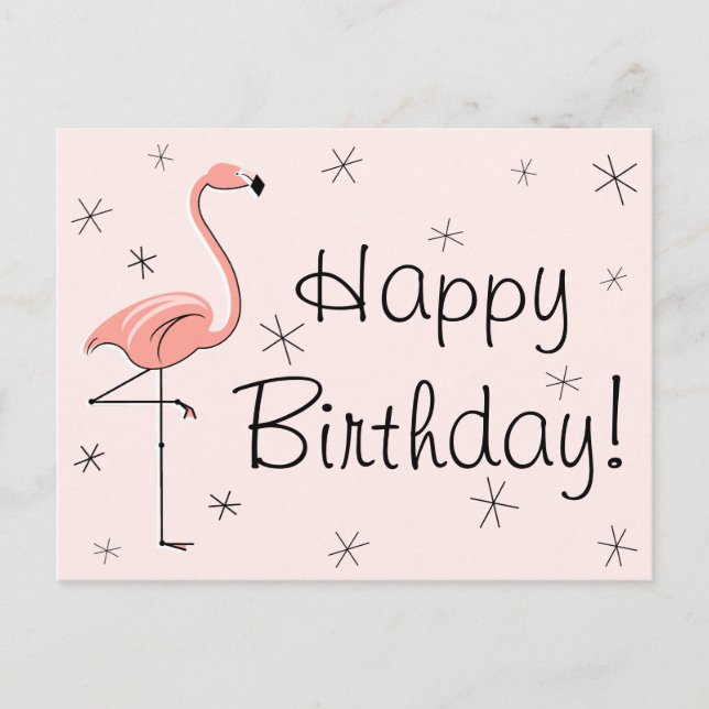 Postale Carte "Joyeux Anniversaire !" rose flamant (Devant)