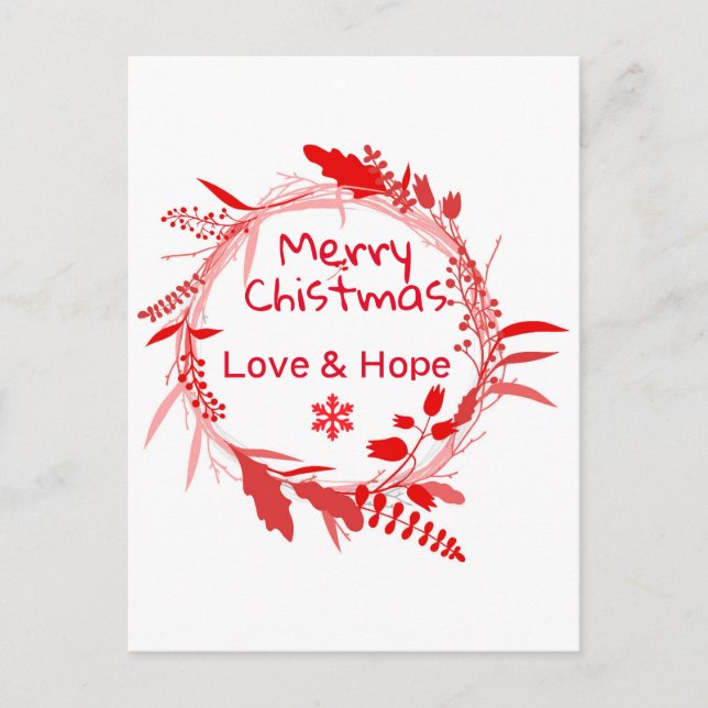 Postale Carte Joyeux Noël Amour & Espoir (Devant)