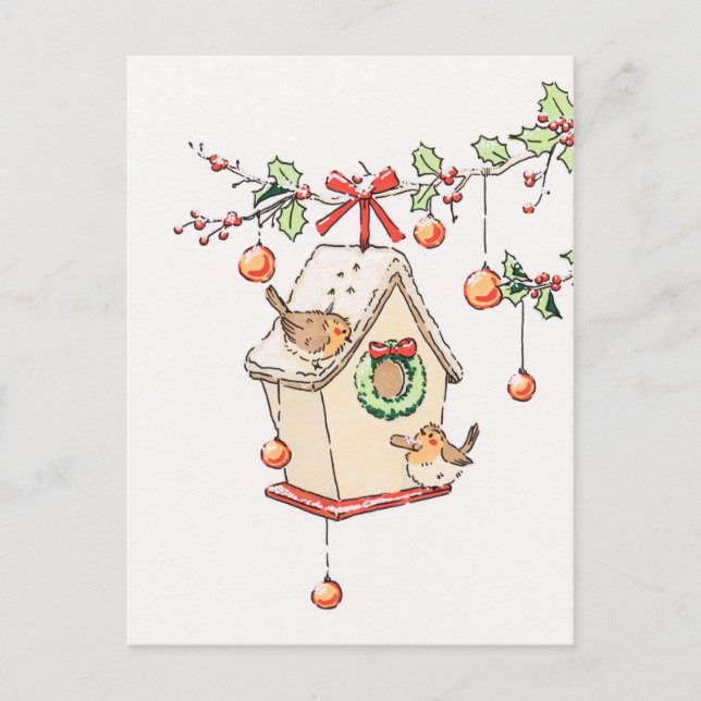 Postale Carte Joyeux Noël, Robin Christmas card (Devant)