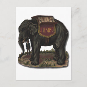 Postale Carte Jumbo Circus Elephant Retro Die-Cut vintage