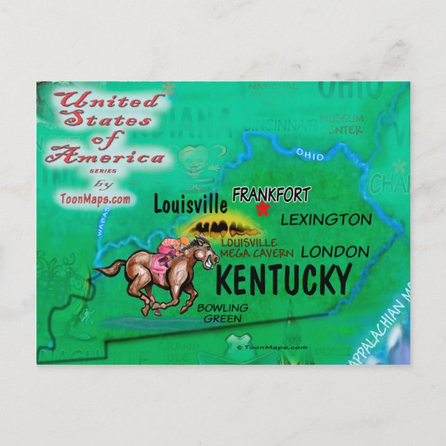 Postale Carte Kentucky USA (Devant)