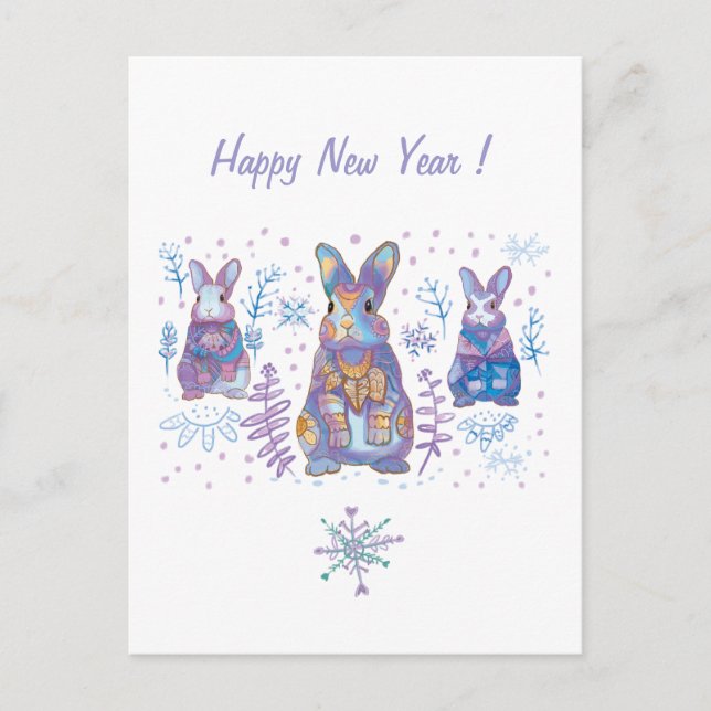 Postale carte lapin mignonne (Devant)