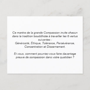 Postale Carte leçons de voyage : « Om Ma Ni Pad Me Hum »