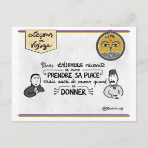 Postale Carte leçons de voyage : Prenez votre juste place